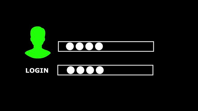Man and sigin icon and dark background 4k motion video animation.