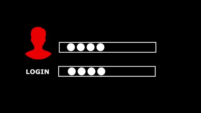 Man and sigin icon and dark background 4k motion video animation.