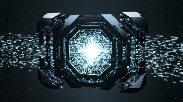 Futuristic digital data tunnel emphasizing futuristic concepts and connectivity