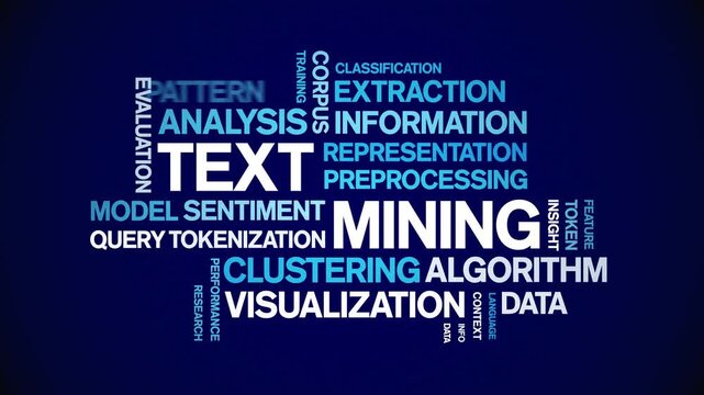 Text Mining animated word cloud-text design animation tag kinetic typography seamless loop.