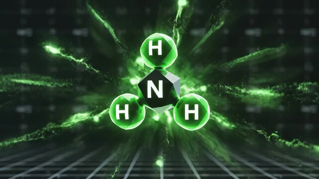 Molecular structure with nitrogen and hydrogen ideal for eco-friendly campaigns and travel vlogs