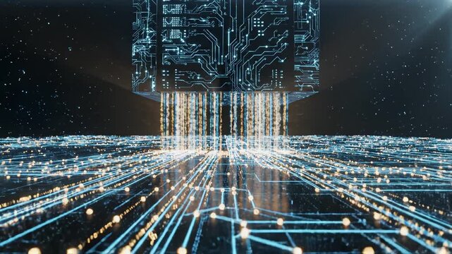 Abstract digital circuit network ideal for tech startups and software commercial themes