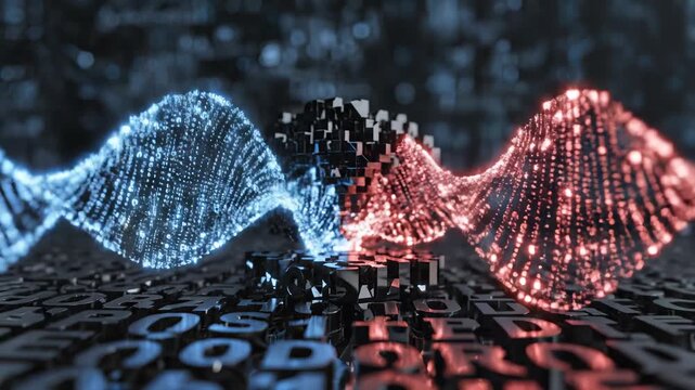 Abstract digital wave with binary data perfect for UI/UX elements and digital motion graphics