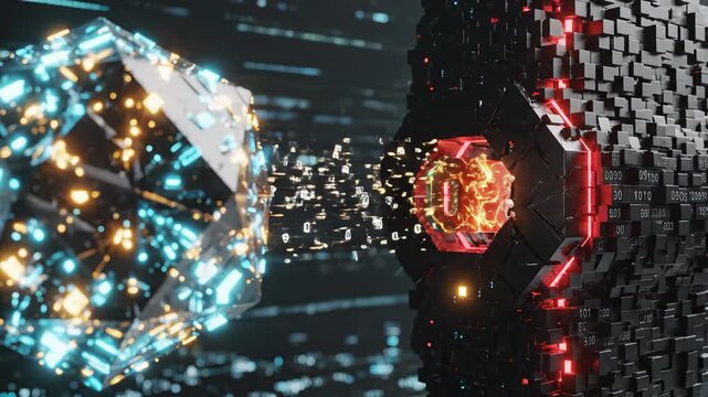 Futuristic digital geometric structure ideal for creative backgrounds and modern web design