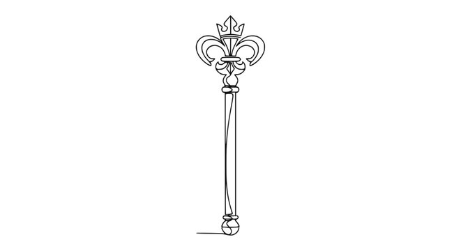 Elegant Fleur-de-lis Key Line Art - Antique Decorative Object