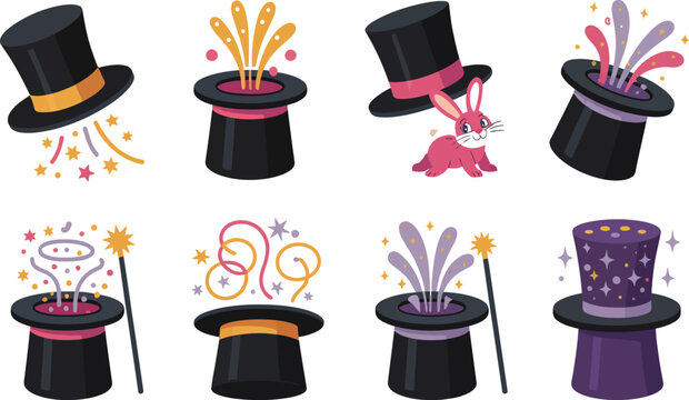 Magician hat producing various objects and animals