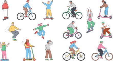 Diverse people engaging in outdoor activities and cycling © MDTOFIZUL