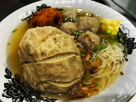 Bowl of Bakso Meatball Soup