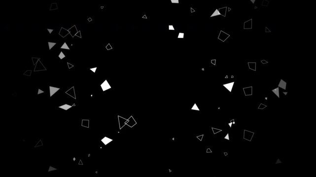 Brilliant white shards of a fractured screen drift in zero gravity against a deep black background, a pristine 2D motion graphics animation of digital disruption.