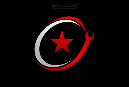 Vector logo of car parts, auto repair template design illustration stock black background