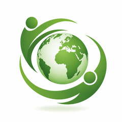 Obraz premium Green Global Community Ecology Logo with Earth Symbol