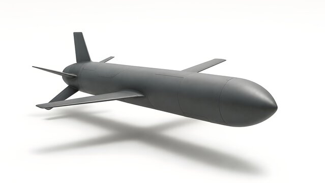 Ultra Realistic Tomahawk Cruise Missile &ndash; Modern Defense Aerospace Showcase on White Background