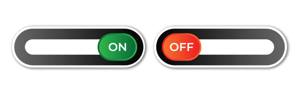 on off toggle switch buttons with red and green user interface controls vector 