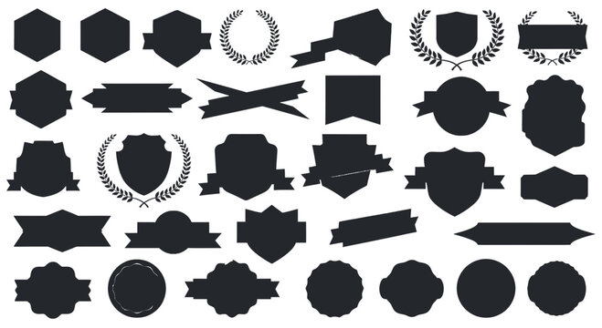 Collection of Vintage and Modern Emblem Shapes and Badges Silhouettes