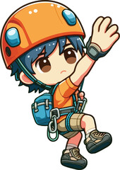Fototapeta premium Artwork Cute Rock Climbing Athlete