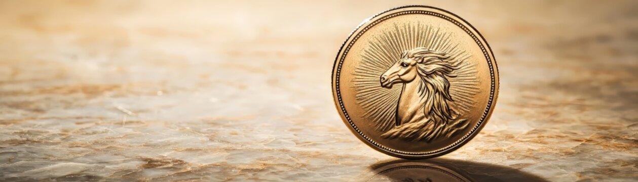 Close-up of a gold coin on a textured surface, symbolizing wealth and investment opportunities in finance.