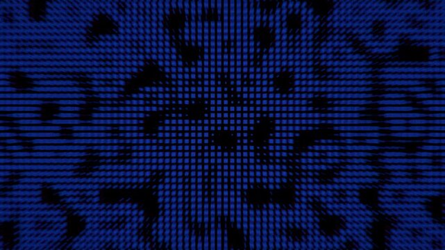 Blue Pixel Camouflage Pattern Shifting on Dark Background
