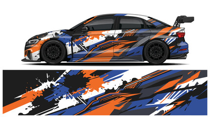 Colorful racing car with dynamic paint design. © PS STOCK