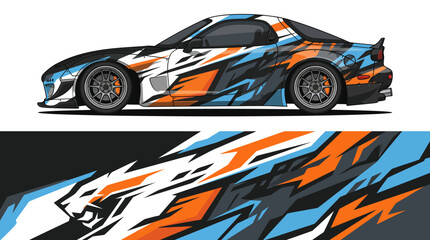 Naklejka premium Colorful sports car with dynamic racing design.