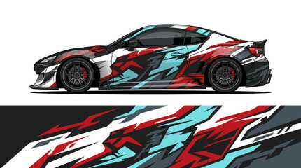 Colorful sports car with dynamic graphic design. © PS STOCK