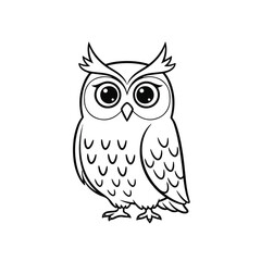 Obraz premium Cartoon owl with big eyes standing.