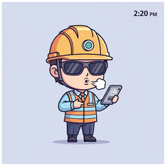 Fototapeta premium Cartoon worker with safety gear.
