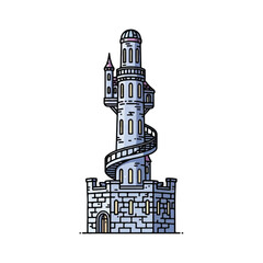 Obraz premium Fantasy castle tower with spiral staircase.