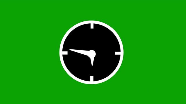 Black Clock Face on Green Background