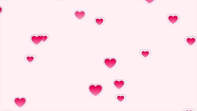 Red and shiny heart bokeh particles floating on a White background, loop animation, for romantic celebrations, wedding and anniversary