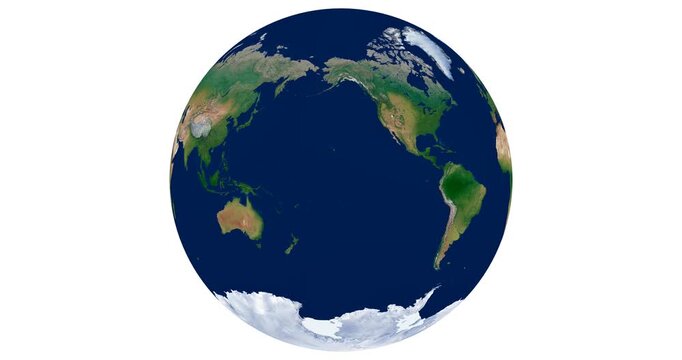 World Map. Gilbert two-world perspective projection animation. High detail physical map of the Earth. Educational display with contrasting hemispheres.