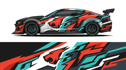 Colorful abstract car wrap design illustration. © emblem