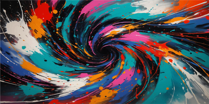 Abstract colorful fractal swirl background with circular spiral patterns, rainbow motion effects, and vibrant artistic vortex design wallpaper