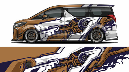 Creative van design with mechanical illustrations. © emblem