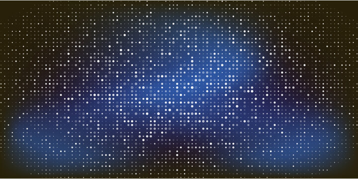 Abstract Blue Halftone Dot Background With Neon Tech Grid and Digital Data Pattern