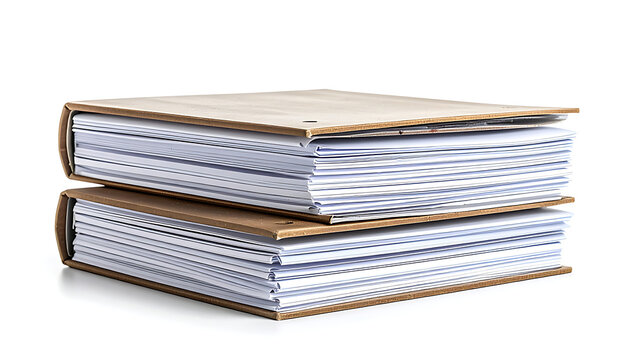 Two stacked cardboard binders filled with documents and papers, showing organization and record keeping