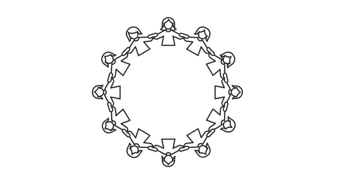 Conceptual circle of people holding hands symbolizing unity and community