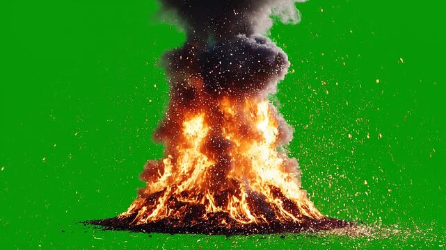 Cinematic Burning Fire Explosion Animation Overlay