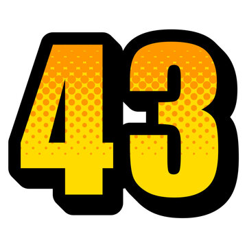 ポップな43の数字デザイン 黄色グラデーションの太字アイコン素材 Bold 43 Number Design Yellow Gradient Pop Style Numeric Icon
