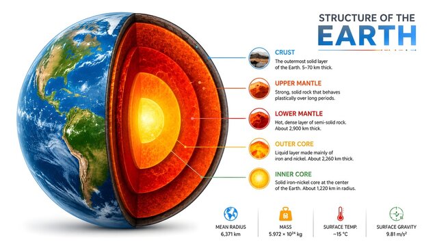 Modern Earth Structure Layers Infographic Vector Illustration