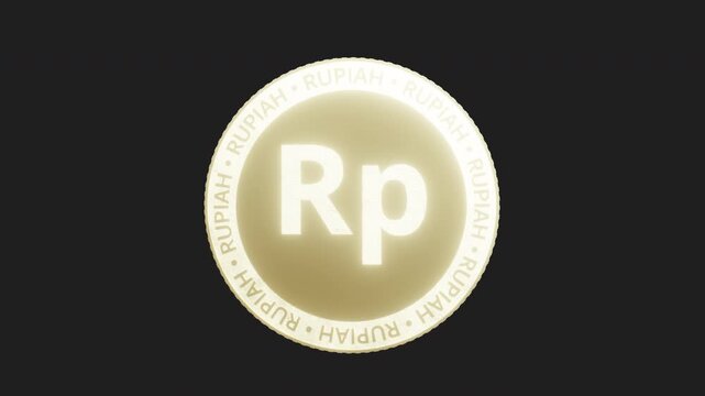Spinning 3D Gold Indonesian Rupiah Coin Looping Animation with Alpha Channel