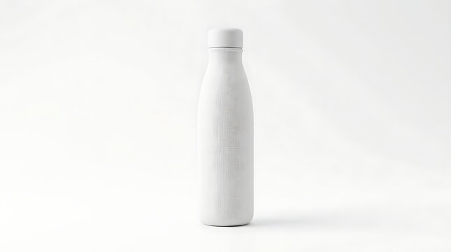 Isolated empty slim white plastic bottle mockup for branding presentation packaging design and product display