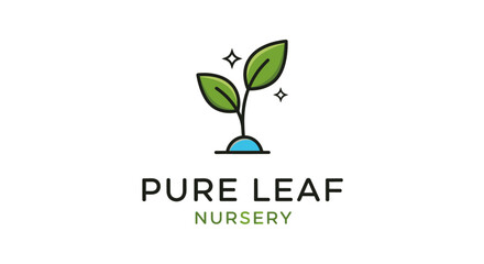 Fototapeta premium Minimalist logo design featuring green leaves and a modern clean aesthetic