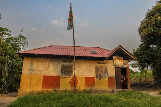 Chiefs house of the Teke tribal village, Congo river, DR Congo