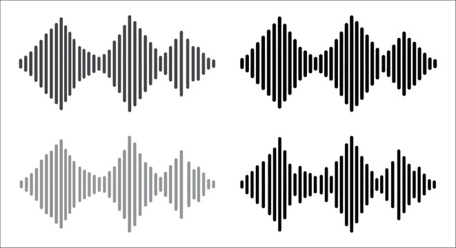 Waveform representations black and gray on a white background waves