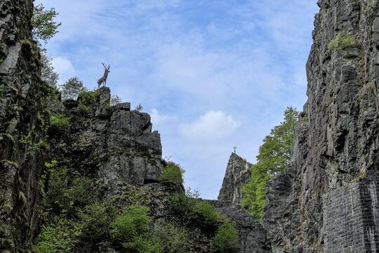 Deer monument at Hirschsprung in the H&ouml;llental, near Breitnau, Black Forest, Baden-W&uuml;rttemberg, Germany