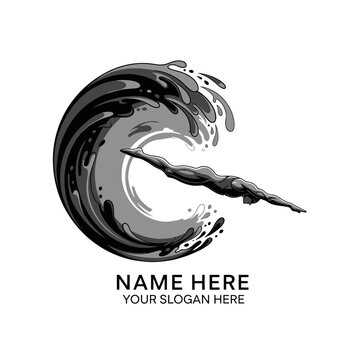Liquid wave graphic design swoosh creates modern dynamic logo