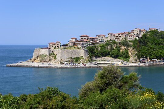 View of fortress with old town, Ulcinj, Montenegro