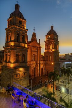 Cathedral Basilica of St. Lawrence at nighttime, Santa Cruz de la Sierra, Bolivia