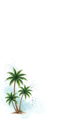 Obraz premium Three tropical palm trees with blue watercolor splashes