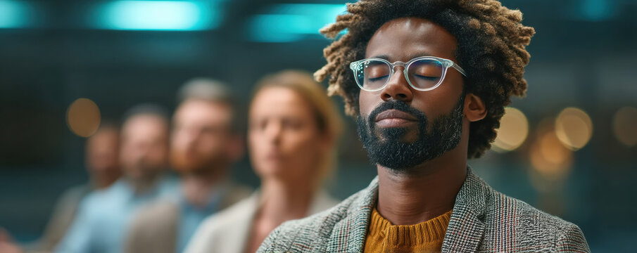Mental health workplace meditation employee stress breathing mindful calm